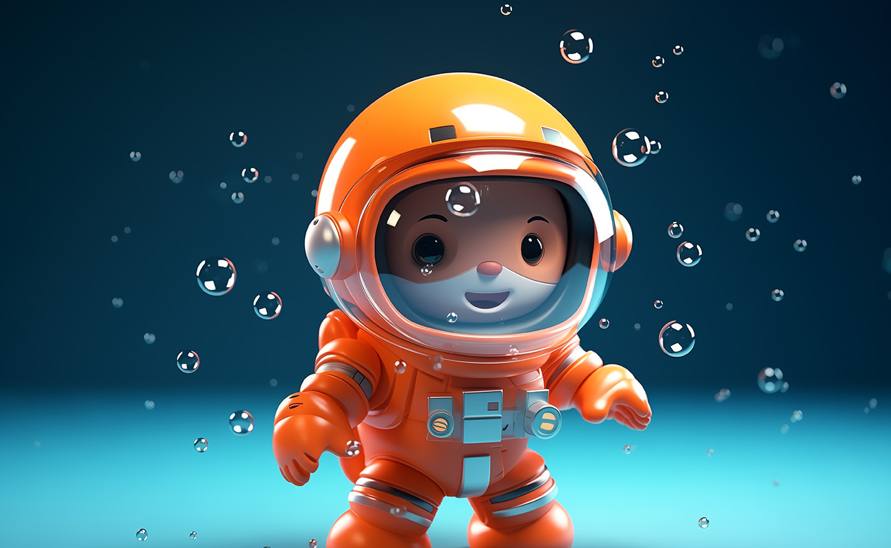 Astronaut diving digital art
